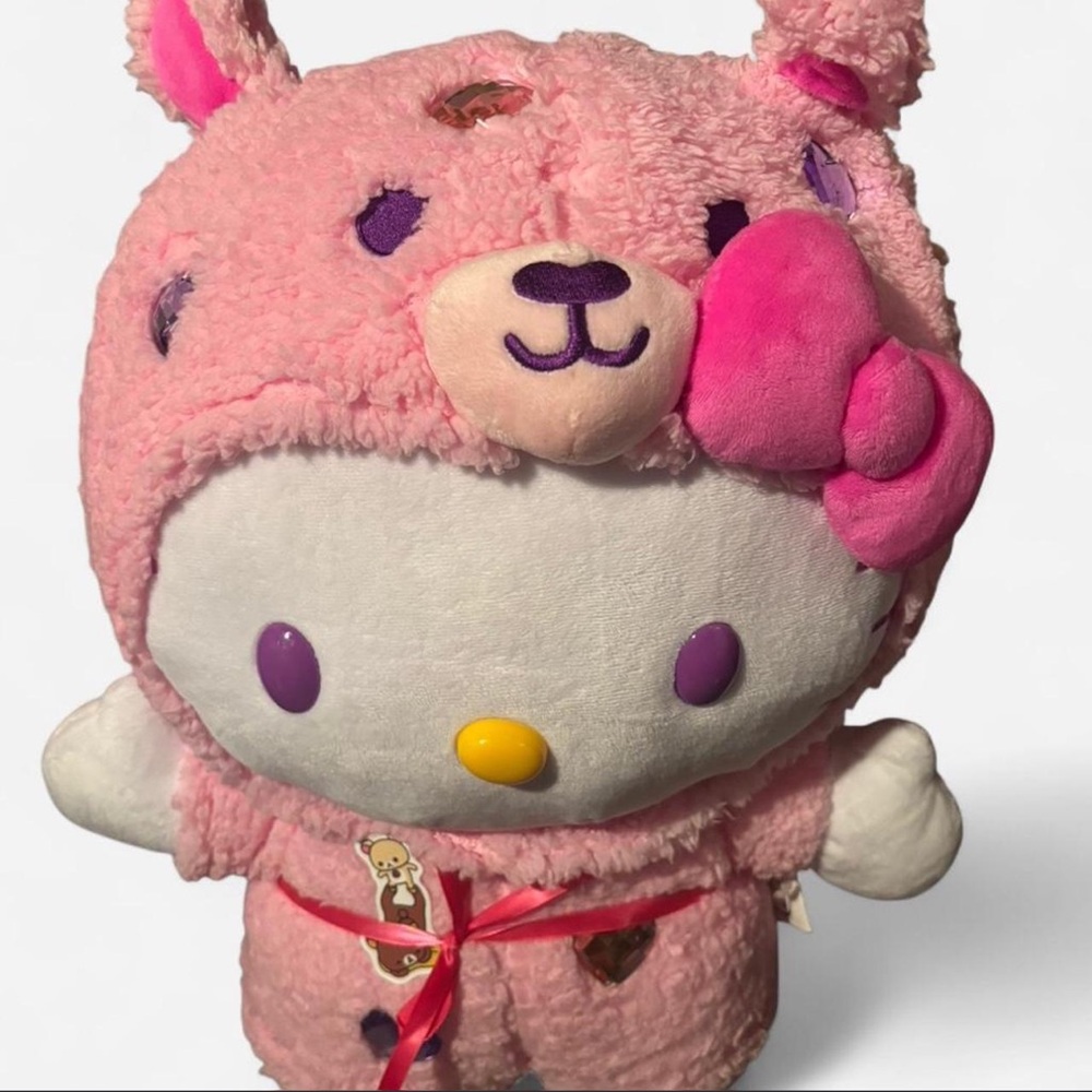 Hello Kitty Pink Valentines Greeter Big White Plush 2022 Pink Bow Gemmy 20"